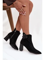 Semišové čižmy na podpätku so zdobením D&A CR52-686 Black Semišové čižmy na podpätku so zdobením D&A CR52-686 Black