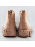 Svetlo béžové šnurovacie topánky z imitácie semišu (XA057)