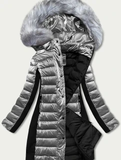 Dámska zimná bunda zo zmiešaných materiálov sivá (dk067-45)