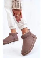 Damskie Zamszowe Niskie Śniegowce Szare Shelie