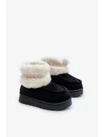 Detské členkové snehule s kožušinou a vzorom Black Melefia