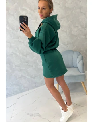 Zateplené šaty s obálkovým spodným dielom tmavo zelené