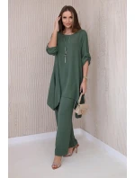Súprava blúzka + nohavice s príveskom tmavá khaki