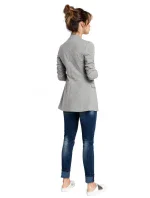 B030 Pletená bunda bez goliera - sivá