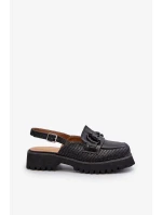 Dámske ploché sandále na podpätku s ozdobou Čierne D&A