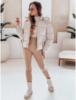 Dámska prešívaná bunda s kapucňou béžová FashionStreet TY5066 Dámska prešívaná bunda s kapucňou béžová FashionStreet TY5066