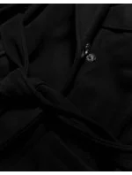 Čierny dámsky kabát s kožušinou (SASKIA)