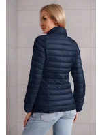 Tmavomodrá prešívaná dámska bunda so stojačikom (16M9111-215) Tmavomodrá prešívaná dámska bunda so stojačikom (16M9111-215)