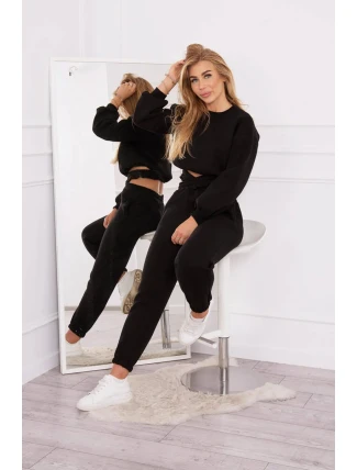 Zateplená súprava s krátkou mikinou čierna Zateplená súprava s krátkou mikinou čierna