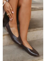 Baleriny Damskie Z Eko Skóry Na Płaskim Obcasie Brązowe Olyssia