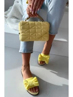 Dámské pantofle na nízkém podpatku s mašlí Žluté Amivelle