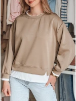Dámska oversize mikina LUZZIO moka FashionStreet BY1383 Dámska oversize mikina LUZZIO moka FashionStreet BY1383