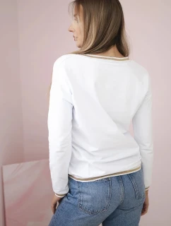 Dámska mikina s kapucňou s flitrovým nápisom biela