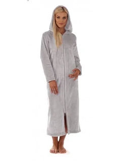 Dámsky dlhý župan s kapucňou na zips SIENA 3656 9151 Light Grey - Vestis