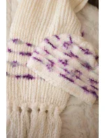 Dámska súprava so šatkou Anika K304 ecru+violet