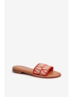 Klapki Damskie Na Płaskim Obcasie Pomarańczowe Traivea