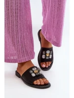 Klapki Damskie Z Ozdobami S.Barski KV27-031 Czarne