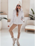 Dámska zimná bunda LOVEWARM krátka prešívaná s kapucňou biela FashionStreet TY5042