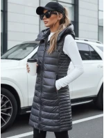 Dámska prešívaná vesta s kapucňou sivá FashionStreet TY5254 Dámska prešívaná vesta s kapucňou sivá FashionStreet TY5254