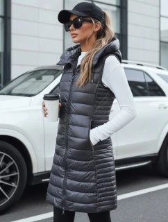 Dámska prešívaná vesta s kapucňou sivá FashionStreet TY5254