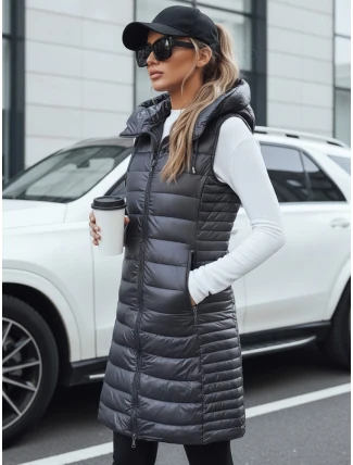 Dámska prešívaná vesta s kapucňou sivá FashionStreet TY5254 Dámska prešívaná vesta s kapucňou sivá FashionStreet TY5254