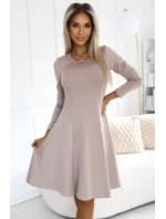 567-1 Pohodlné trapézové šaty s dlhými rukávmi - BEACH