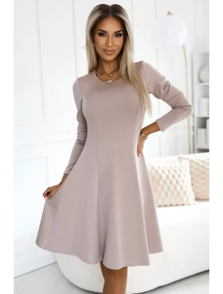 567-1 Pohodlné trapézové šaty s dlhými rukávmi - BEACH