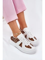 Sneakersy Damskie Z Panterką Na Platformie Białe Nativira