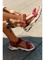 Sandały Damskie Na Rzepy D.Franklin DFSH406003 Bordowe