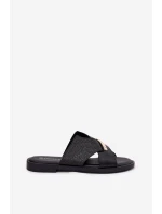 Damskie Klapki Na Płaskim Obcasie Z Ozdobnym Detalem Vinceza 17385 Czarne