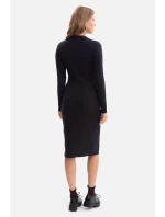 B307 Pletené šaty v tvare ceruzky - čierne