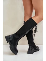 Šnurovacie topánky s elastickým zvrškom čierne Vamilena