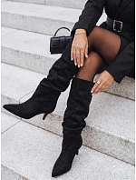 Dámske čižmy so zvrásneným zvrškom, čierne, zo semišu, FashionStreet ZY1130 Dámske čižmy so zvrásneným zvrškom, čierne, zo semišu, FashionStreet ZY1130