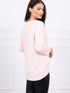 Blúzka s potlačou Star Style v púdrovo ružovej farbe