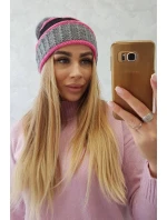 Dámska čiapka Kinga K297 tmavo šedá + čierna Dámska čiapka Kinga K297 tmavo šedá + čierna