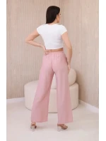 Viskózové nohavice so širokými nohavicami tmavo púdrovo ružovej farby Viskózové nohavice so širokými nohavicami tmavo púdrovo ružovej farby