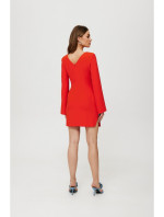 K190 Mini šaty s delenými rukávmi - červené