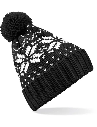 Beechfield B 456 Čiapka Fair Isle Snowstar® 53.0456 čierna/biela