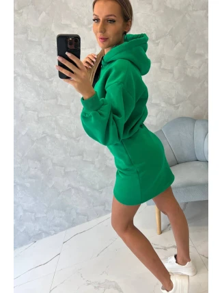 Zateplené šaty s obálkovým dnom svetlo zelené