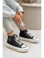 Zateplené dámske tenisky na platforme z eko kože Big Star OO274062 Black