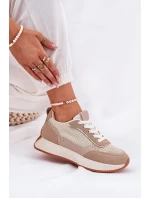 Buty Sportowe Damskie Z Siateczką Na Platformie Khaki Poova