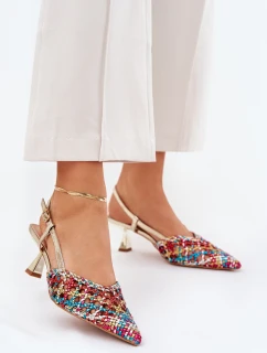 Szpilki Ze Szpiczastym Noskiem I Odkrytą Piętą Multikolor Umirana