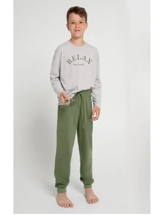 Chlapčenské pyžamo 3090 SAMMY Svetlo béžová s tmavozelenou - Taro