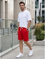 Pánske červené teplákové šortky FashionStreet SX2637 Pánske červené teplákové šortky FashionStreet SX2637