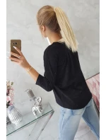 Blúzka s 3D grafikou mačky čierna