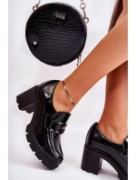 Eleganckie Półbuty Na Słupku Ze Srebrną Ozdobą Czarne Lemar Harmell