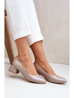 Skórzane Czółenka Lewski 3118 Ciemnobeżowe