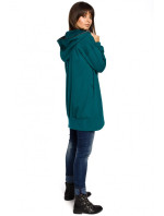 B054 Mikina s kapucňou nadrozmernej veľkosti so zipsom - zelená