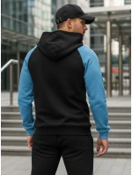 Pánska základná mikina s kapucňou s čiernymi a námorníckymi pruhmi FashionStreet BX5899