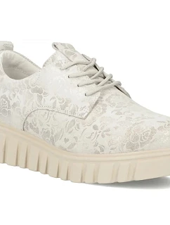 Kožené topánky na platforme so striebornými kvetmi DP6846 Filippo